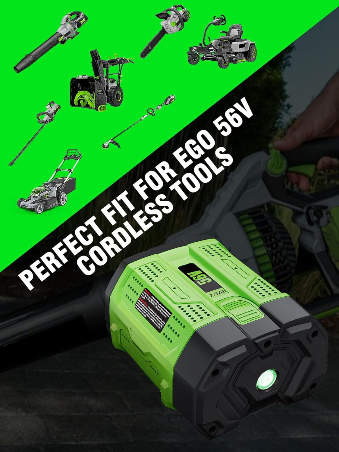 2Pack Upgraded 7.5Ah 56 Volt for EGO Battery High Capacity 56V 7500mAh BA5600T BA1400T BA4200T BA2240 BA2800 BA1120 BA2800T Compatible with EGO All Power Tool and Chargers