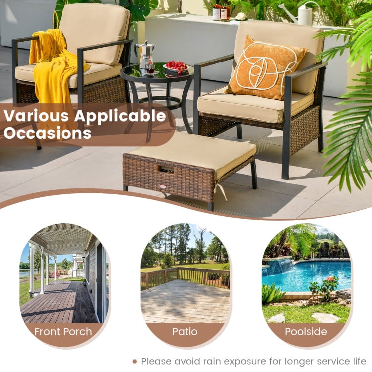 Aimee Lii 5 Pieces Patio Wicker Conversation Set, Outdoor Patio Sectional Furniture Set with Soft Cushions for Garden Yard Aimee Lii 5 Pieces Patio Wicker Conversation Set, Outdoor Patio Sectional Furniture Set with Soft Cushions for Garden Yard