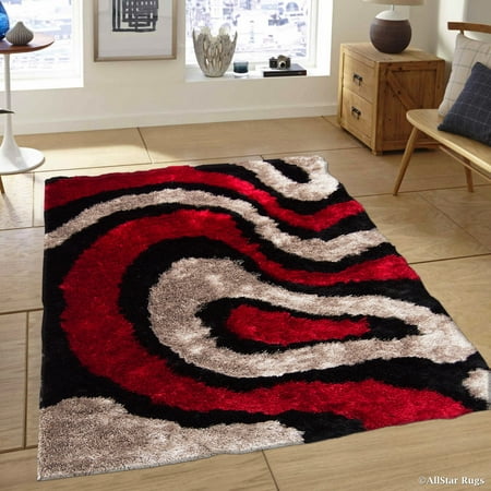 - Allstar Red Geometric Thick Area Rug (7' 11