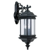 Sea Gull Hill Gate Outdoor Hanging Wall Lantern - 25.5H in. Black