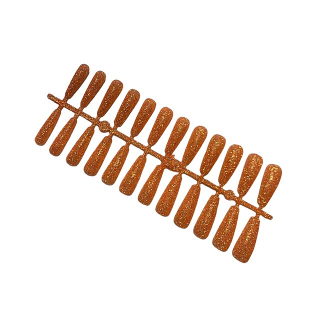 Jumpingount Presione uñas postizas removibles parche de manicura artificial decoraciones pulido profesional niña herramientas de belleza hogar Arte de uñas Naranja
