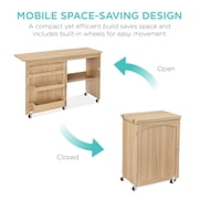 Best Choice Products Sewing Machine Table & Desk w/ Craft Storage and Trays - Light Brown