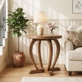 thumbnail image 2 of Finmind Rustic Wood Round End Table Set of 2, Vintage Small Accent Sofa Side Table, 2 of 10