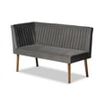 thumbnail image 4 of Baxton Studio Alvis Mid-Century Modern Grey Velvet Upholstered and Walnut Brown Finished Wood 4-Piece Dining Nook Set, 4 of 7