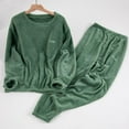 thumbnail image 2 of Women Pajama Sets Green Cute Pajama Sets for Women Women's Winter and Autumn Thickened Fleece and Coral Fleece Warm Up Set Two Piece Set for Students Suitable for Home Wear and Can Be Worn Outside., 2 of 7
