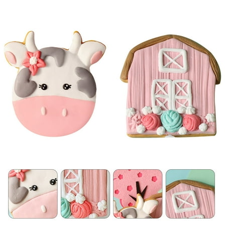 MERRYHAPY 2Pcs Animal Theme Cake Decorations Cow Shape Party Supplies for Birthday Baby Shower