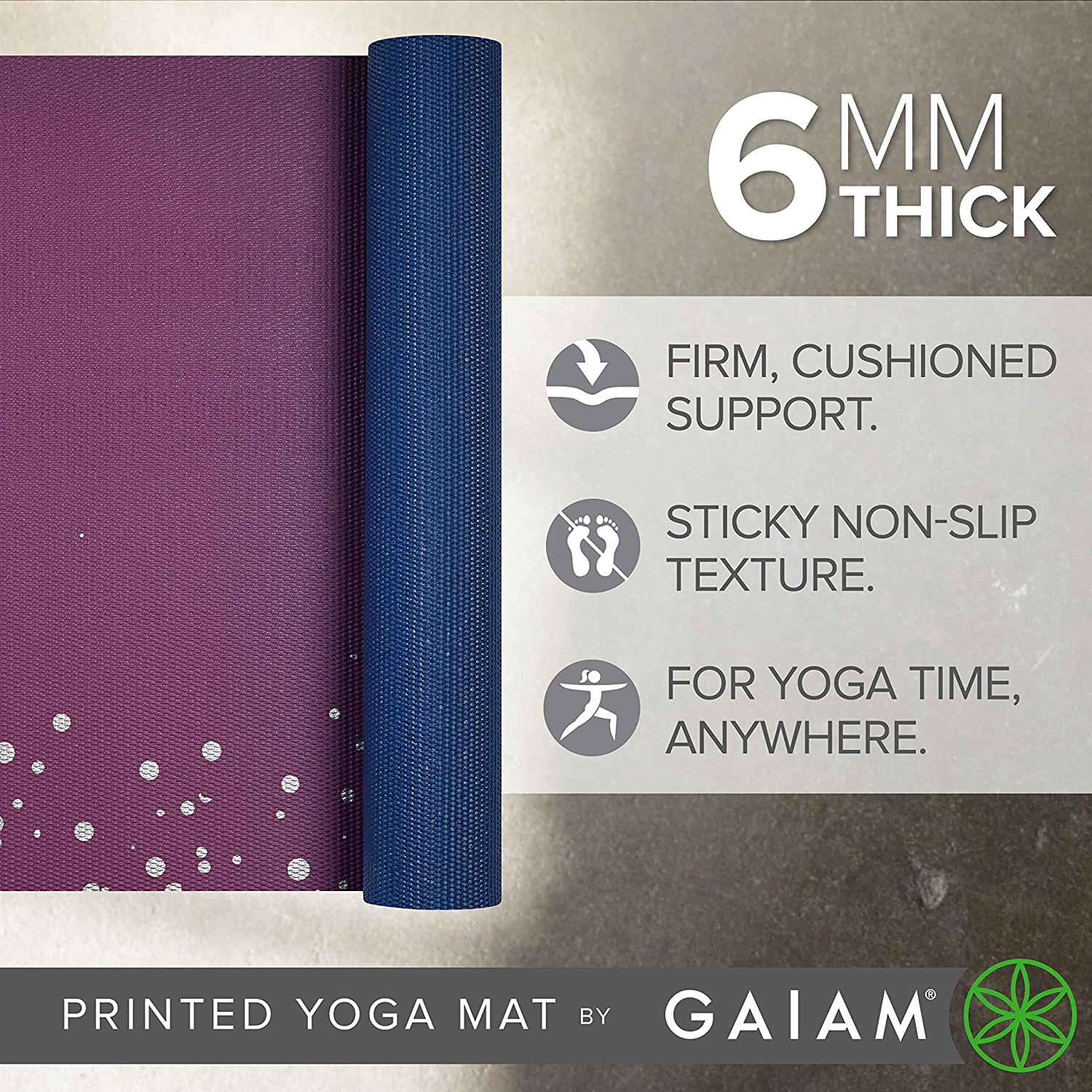 Yoga Mat - Premium 6mm Print Extra Thick Non Slip Exercise & Fitness for All Types of Yoga, Pilates Floor Workouts (68"L x 24"W Thick)