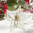 thumbnail image 6 of Large Glitter Christmas Flowers, Artificial Velvet Cloth Christmas Tree Flower Ornaments Fold Floral for Christmas New Year Party Wedding Decorations (White), 6 of 10