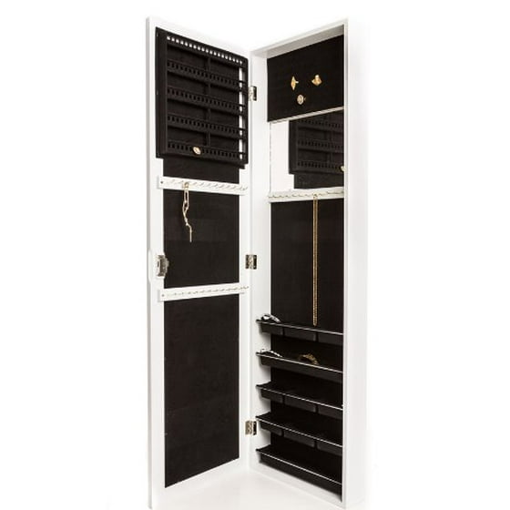 Jewelry Armoire Wall Mount With Mirror Hangs Over The Door Locking Cabinet