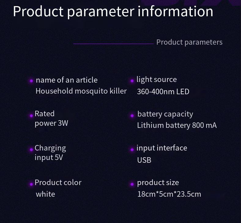 Onemayship Bug Zapper Light Purple & Night Light USB Charged 5V-2W-1200MA ABS Material