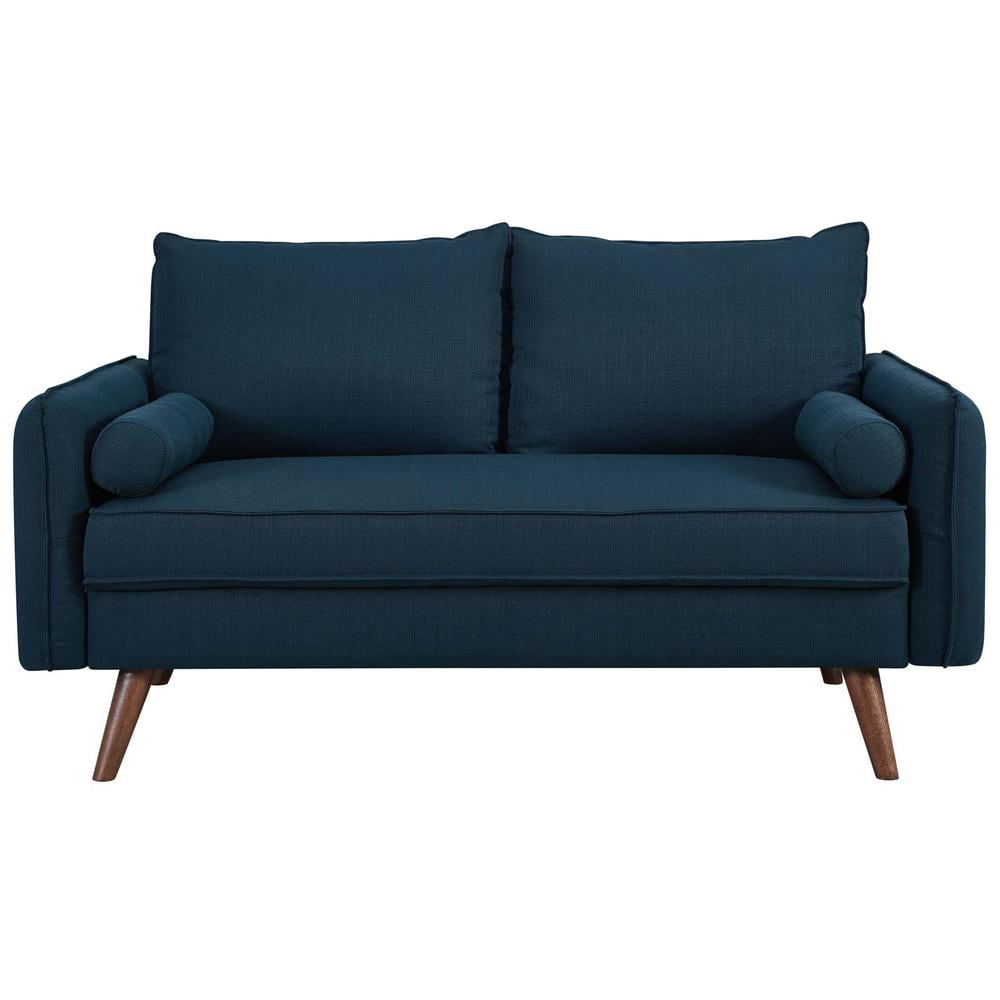 Modway Revive Modern Fabric Upholstered Loveseat in Walnut/Azure