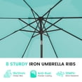 thumbnail image 2 of JUSTLET 9ft Outdoor Patio Umbrella with Push Button Tilt and Crank Sysytem, Round Umbrella for Garden, Poolside, Deck and Backyard, Turquoise, 2 of 9