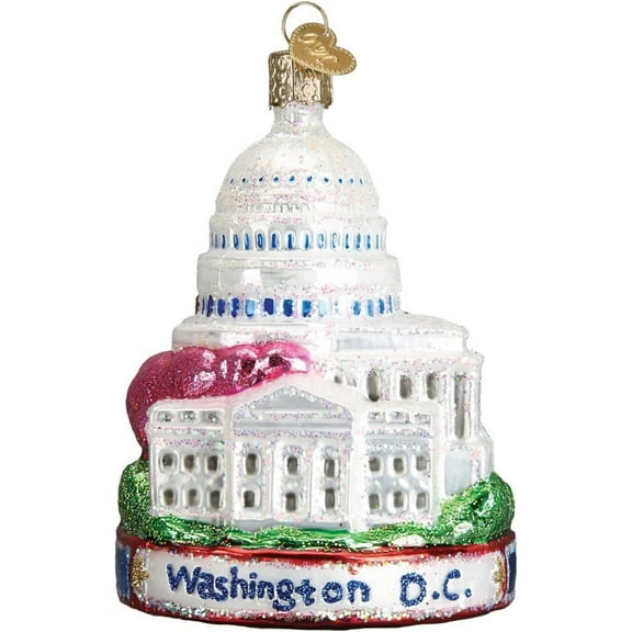 Old World Christmas Glass Blown Christmas Tree Ornament, Washington D.C. (With OWC Gift Box)