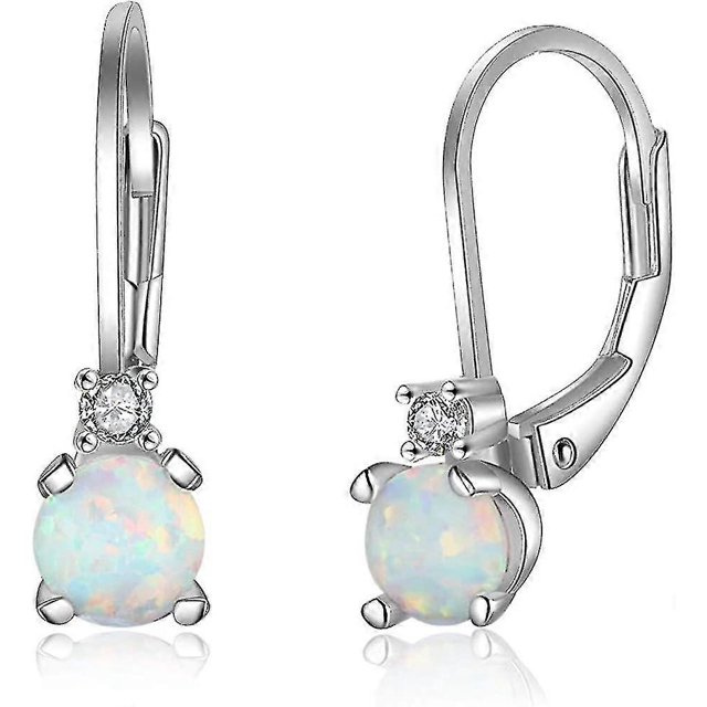 Pendientes de aro de plata de ley 925 Pendientes de ópalo Joyas de cumpleaños para mujer,