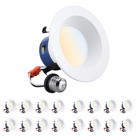 16 Pack 4 Inch 5CCT LED Recessed Downlight, Baffle Trim, 2700K/3000K/3500K/4000K/5000K
