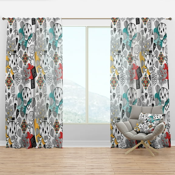 Designart 'Whales and Botanical Pattern' Modern Curtain Panel