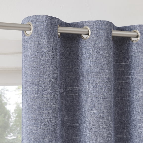 Sun Zero Tula Crosshatch 100% Blackout Grommet Curtain Panel, 40"W x 84"L, Blue