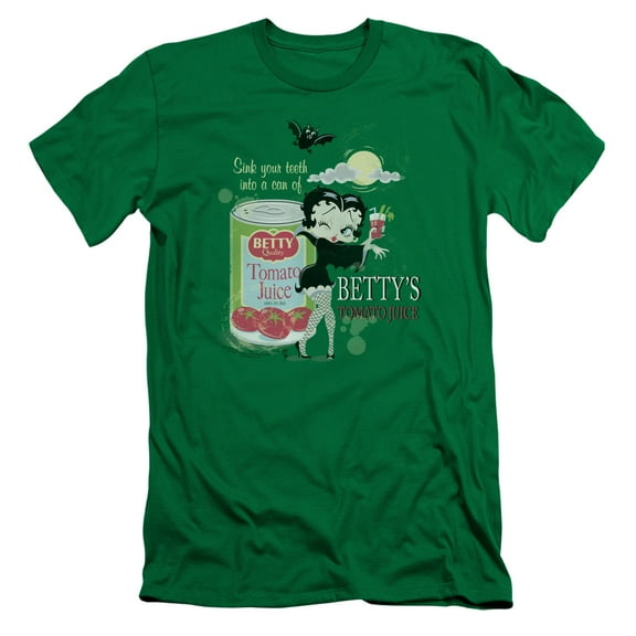 Betty Boop Vampire Tomato Juice S/S Adult 30/1 T-Shirt Kelly Green