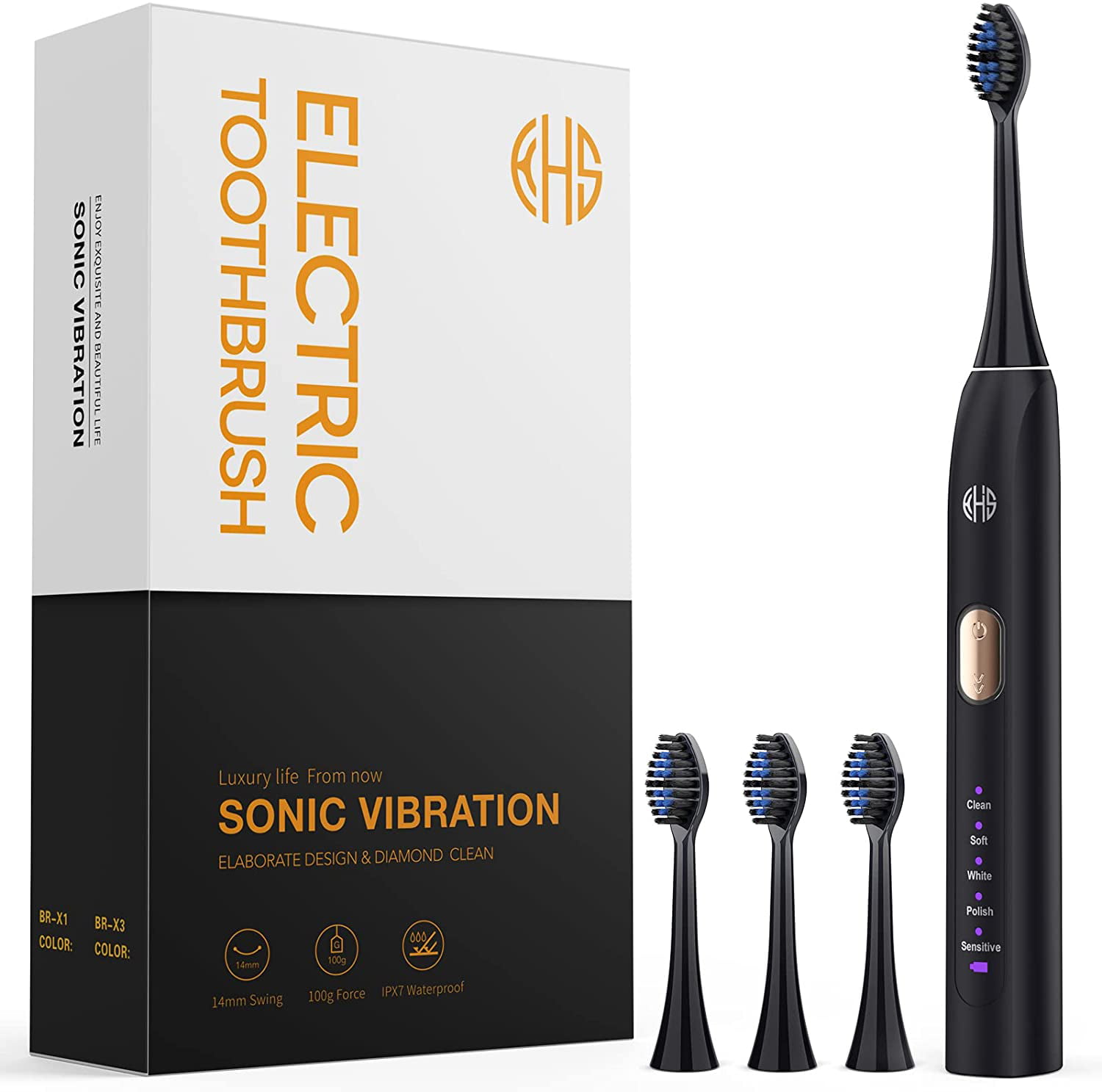 Sonic Electric Toothbrush for Adults High Power Rechargeable Toothbrushes 3 Hours Fast Charge for 60 Days Smart Timer 5 Modes 