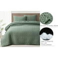 thumbnail image 5 of Chezmoi Collection Destiny 3-Piece Sage King Size Quilt Set - Stone-Washed Soft Microfiber Lightweight Quilted Bedspread Coverlet Set for All Seasons Wavy Line Stitching, 5 of 9