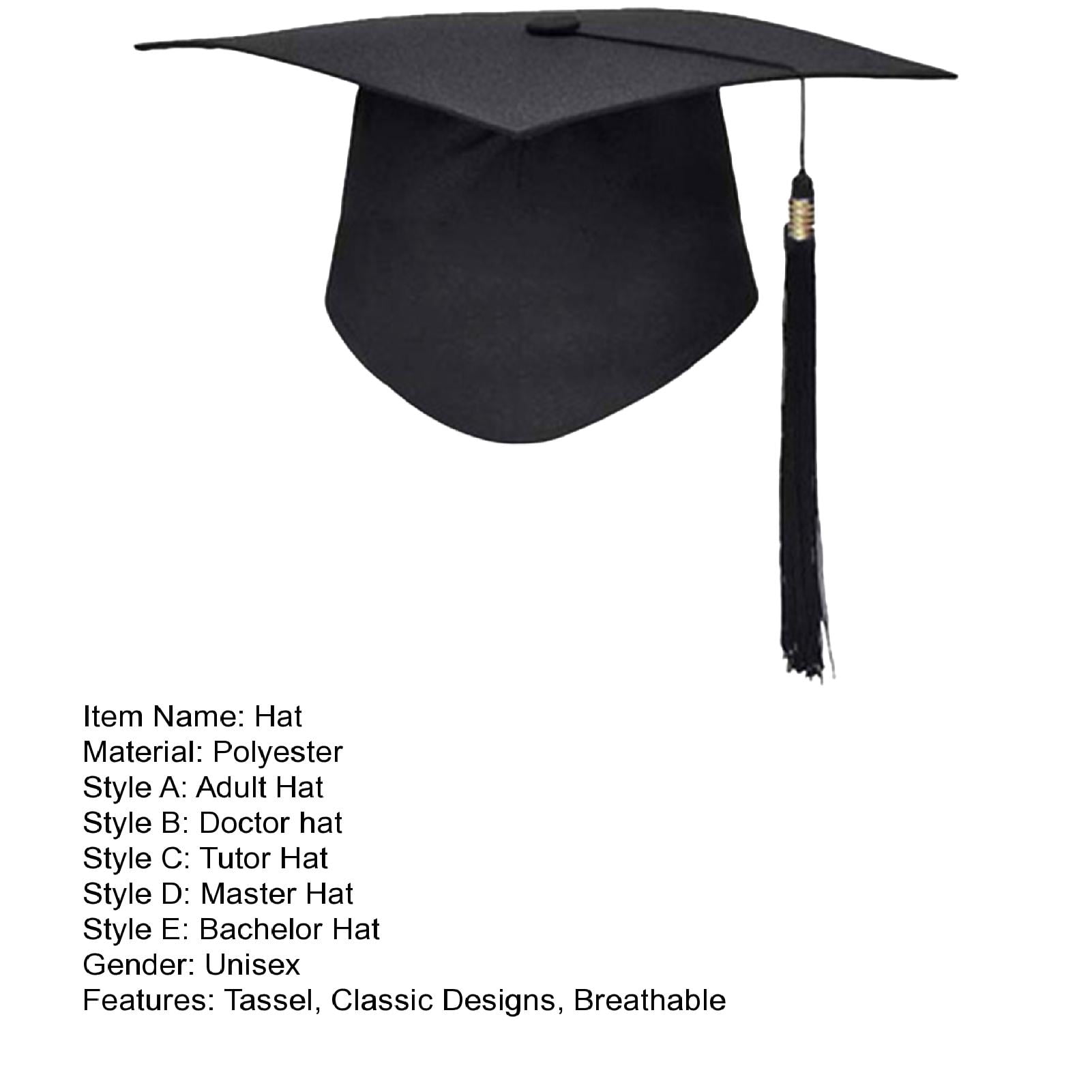 HEVIRGO 4PCS Mortarboard Tassels Solid Color Classic Design Square Board Breathable Decorative Unisex Graduation Party Hierophant Hat Headwear,A