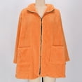 thumbnail image 4 of Nfurl Zip Up Fleece Coats for Women Plus Size Thermal Long Sleeve Outerwear Jackets Soft Solid Color Oversized Jacket with Pockets Fall Winter Coats Orange XXXL, 4 of 7