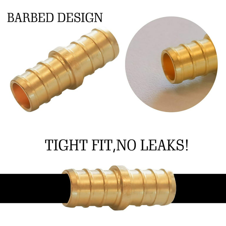 Muerk 1/2 inch T PEX Tee & 90 Degree Elbow & Straight Coupling 1/2 (pack  of 12) Lead Free Brass Barb Crimp Pipe Fitting/Fittings 