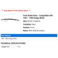 thumbnail image 2 of Front Brake Hose - Compatible with 1981 - 1986 Dodge W350 1982 1983 1984 1985, 2 of 2