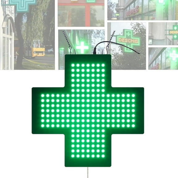 Dispensary Cross LED Neon Sign, 13.7'' X 13.7'' Pharmacy Cross Indoor Sign Lamp, LED Medical Cross Sign with Hanging Chain Design and 3 Modes-Always On, Flashing and Overall Flashing, for Decoration