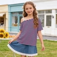 thumbnail image 2 of Piuwrlz Summer Short T Shirts for Girls Short Tops Crew Neck T-Shirts Purple Size 13 Years, 2 of 10