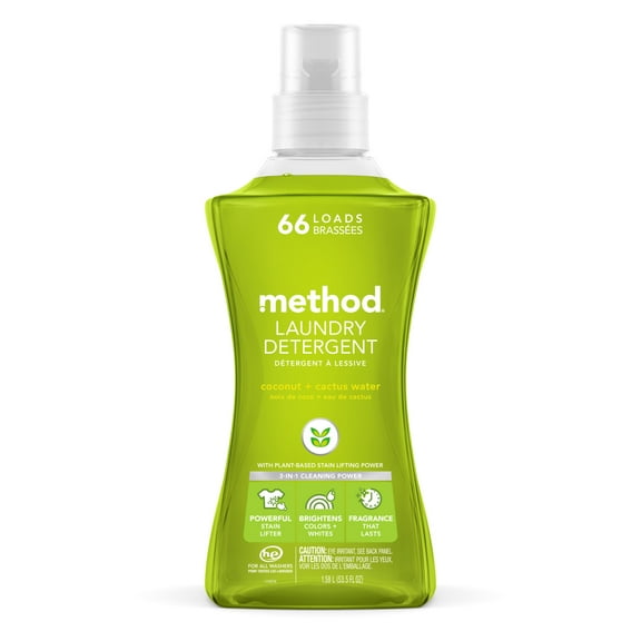 Method Concentrated Laundry Detergent, Coconut   Cactus Water, 53.5 Ounce, 66 Loads