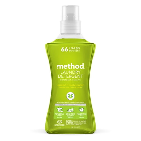 Method Concentrated Laundry Detergent, Coconut + Cactus Water, 53.5 Ounce, 66 Loads