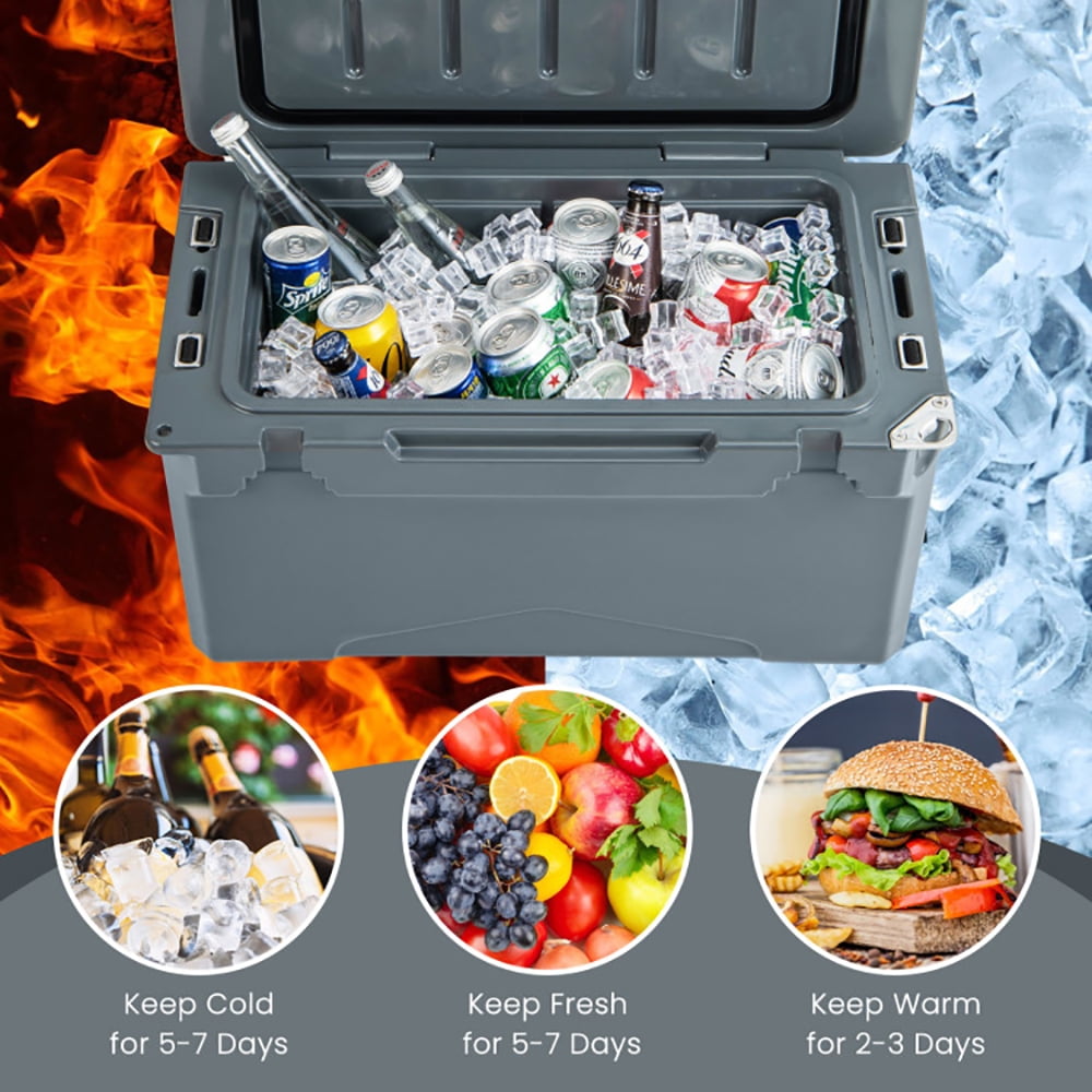 Aimee Lii Rotomolded Cooler with Integrated Cup Holders and Bottle Opener, Portable Water Cooler, Gray Aimee Lii Rotomolded Cooler with Integrated Cup Holders and Bottle Opener, Portable Water Cooler, Gray