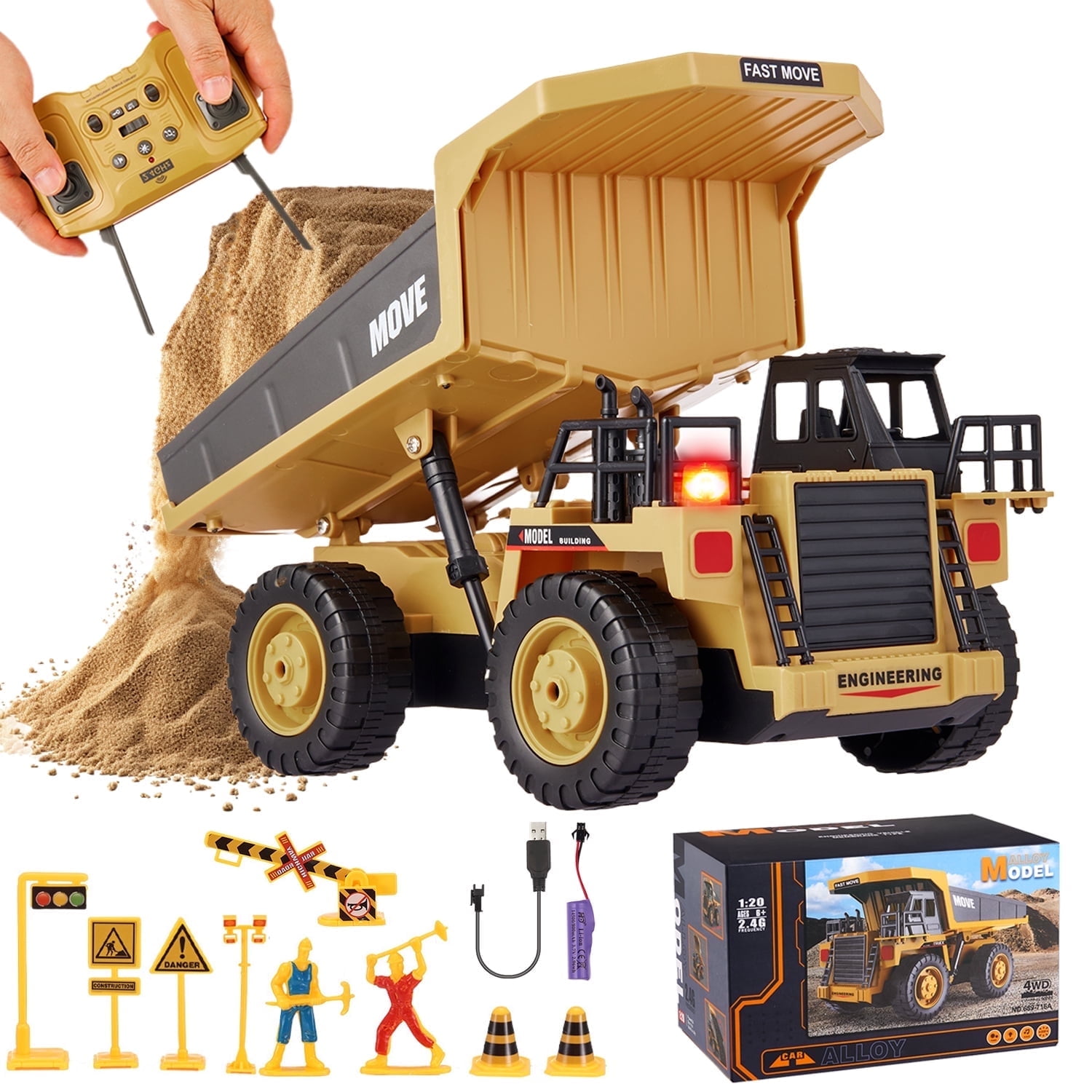 その他 Rc dump Remote Control Dump Truck, 1:20 Scale RC Construction Vehicles Toy