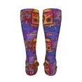 thumbnail image 6 of Honeii Peace And Love Print Calf Socks Sports Socks Seamless Toe, Trouser Socks,Knee High Long Socks for Women and Men-One Size, 6 of 8