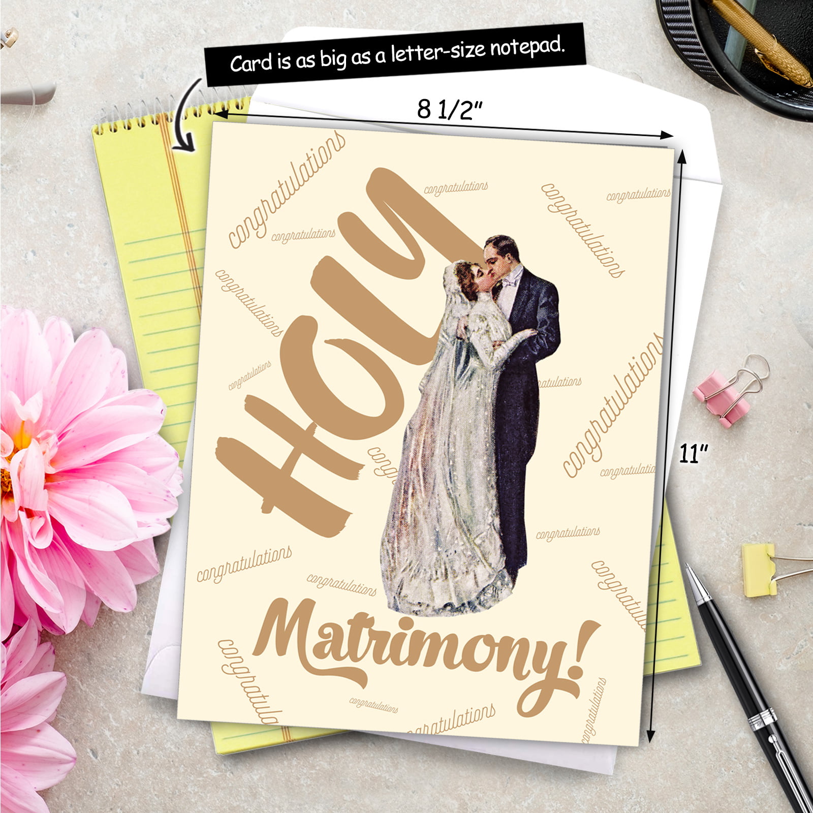 1 Big Funny Wedding Card ( x 11 Inch) - Holy Matrimony Wedding  Congratulations J6938WDG 