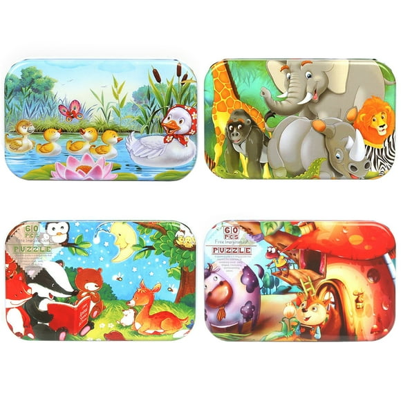 4 Sets Kids Puzzle Toy Creative Funny Learning DIY Paper Puzzle Jigsaw Puzzle