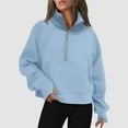 thumbnail image 2 of Krdevn Women's Half Zip Cropped Pullover - Quarter Zipper Hoodie with Thumb Holes for Fall Casual and Outdoor Wear,Size:M, 2 of 4