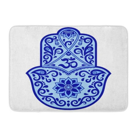 LADDKE Color Hamsa Symbol with Mantra Om in Oriental for The Interior and Henna Drawings Doormat Floor Rug Bath Mat 30x18