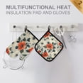 thumbnail image 4 of Yayeee Oven Mitts and Pot Holder Set of 2 Heat Resistant Kitchen Gloves Baking Hot Pad, Large Red Floral Pattern, 4 of 5