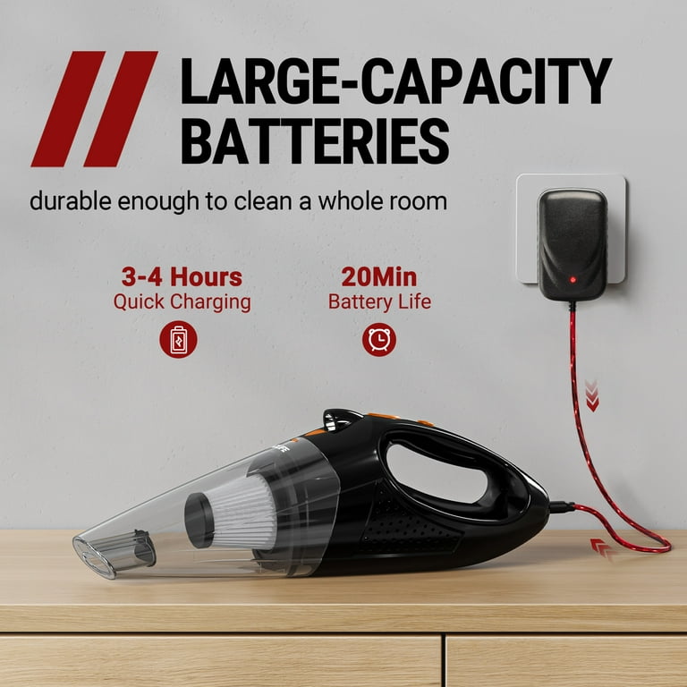 VacLife Handheld Vacuum Car Vacuum Cleaner Cordless Mini Portable Rechargeable Vacuum Cleaner with 2 Filters Orange VL189
