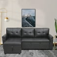 thumbnail image 4 of Naomi Home Reversible Sleeper Sectional Sofa Couch with Storage Chaise, Air Leather, Black, 4 of 8
