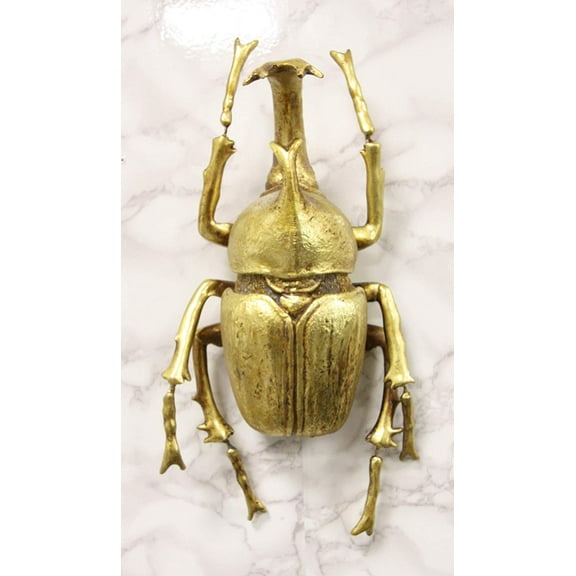Ebros Large Gold Resin Rhinoceros Beetle Wall Sculpture Or Table Decor Figurine