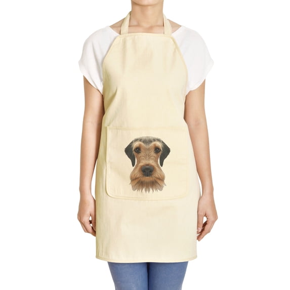 Airedale Terrier Dog Portrait Printed Khaki Apron 27 x 32.5 Inch with Pocket APR