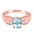 thumbnail image 6 of Mauli Jewels Rings for Women 0.9 Carat Oval Aquamarine and Diamond Ring 4-Prong 10K Rose Gold, 6 of 6