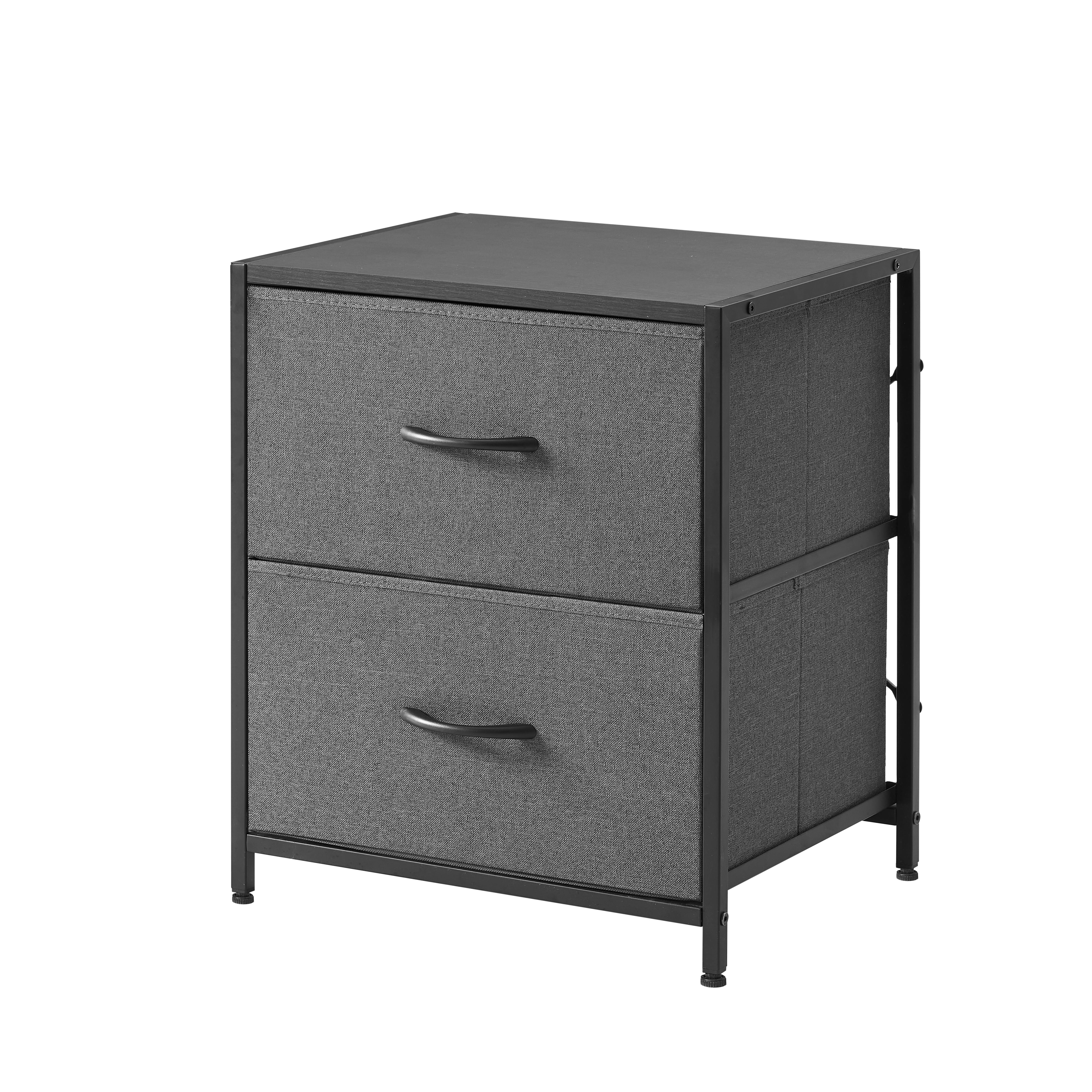 (3 pack) Mainstays 2 Drawer Fabric Nightstand, Grey Finish