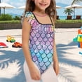 thumbnail image 3 of Uorisanigo Girls Swimsuits Size 7-8 Single Spaghetti Strap Ruffle Halter Swimming Training Bathing Suit Mermaid Scale One Piece Quick Dry Beach Swimwear for Kids, 3 of 7