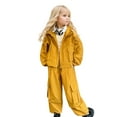 thumbnail image 2 of LOCHEX Girls 2 Piece Outfits Solid Color Long Sleeve Cargo Hoodie with Zipper Sport Coat and Jogger Pants Set Kids Clothing Sets,Yellow,10, 2 of 6