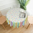 thumbnail image 4 of Rainbow Striped Polka Dot Round Tablecloth 60 Inch, Decorative Holiday Home Party Table Cloth for Kitchen Dining Picnic Table Cover, 4 of 6