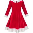 thumbnail image 4 of Girls Dress Christmas Hat Red Velvet Long Sleeve Holiday 4, 4 of 8